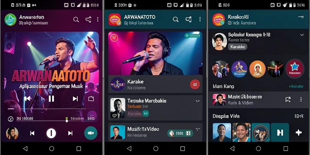 Tampilan antarmuka ARWANATOTO yang user-friendly untuk karaoke.