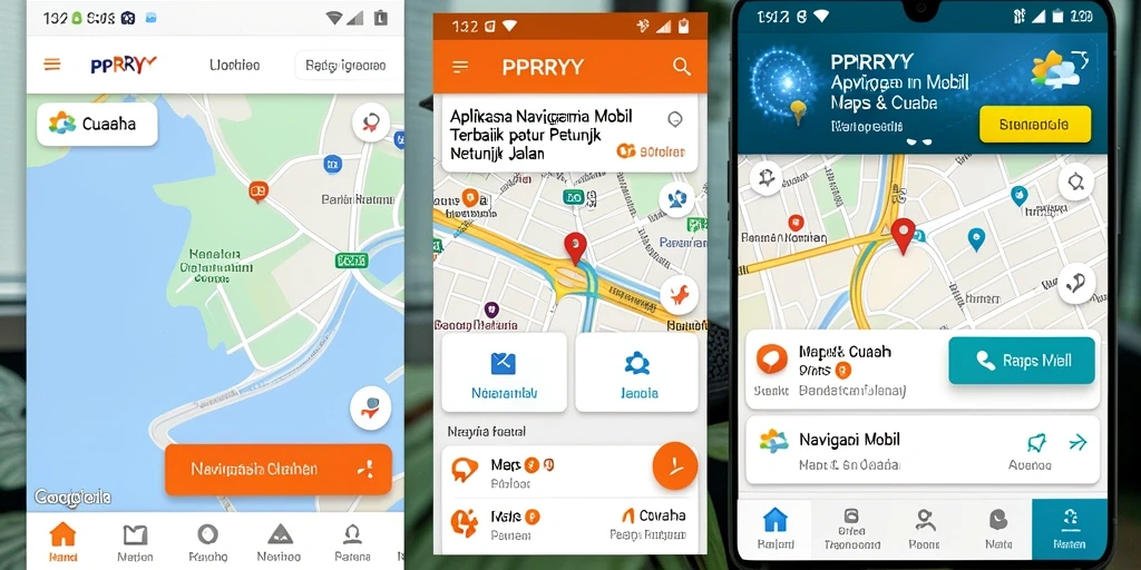 Tampilan antarmuka aplikasi PPRRYY untuk navigasi mobil yang intuitif.