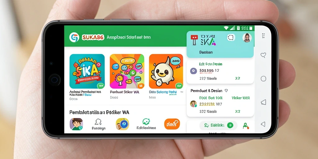 Tampilan antarmuka SUKA86 dengan pilihan fitur Pembuat Stiker WA.