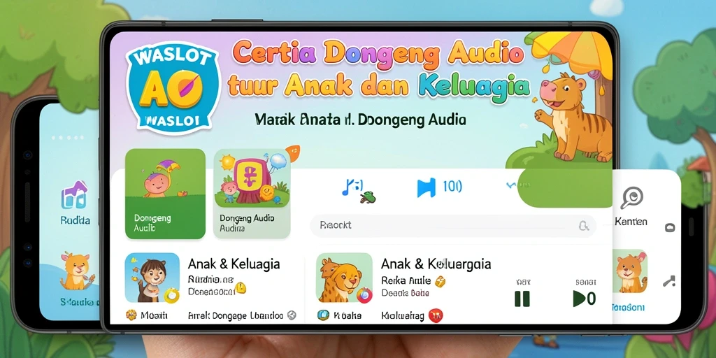 Antarmuka aplikasi menampilkan pilihan cerita Dongeng Audio dengan jelas.