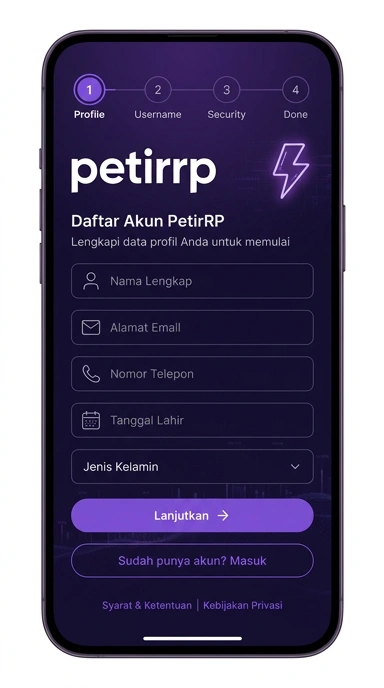 Panduan Registrasi Akun Baru petirrp untuk Pengguna Android